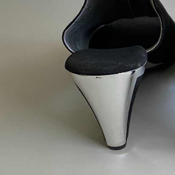 Onex Leather Tuxedo Heeled Sandal Black Sz 9/9.5 - Picture 14 of 15